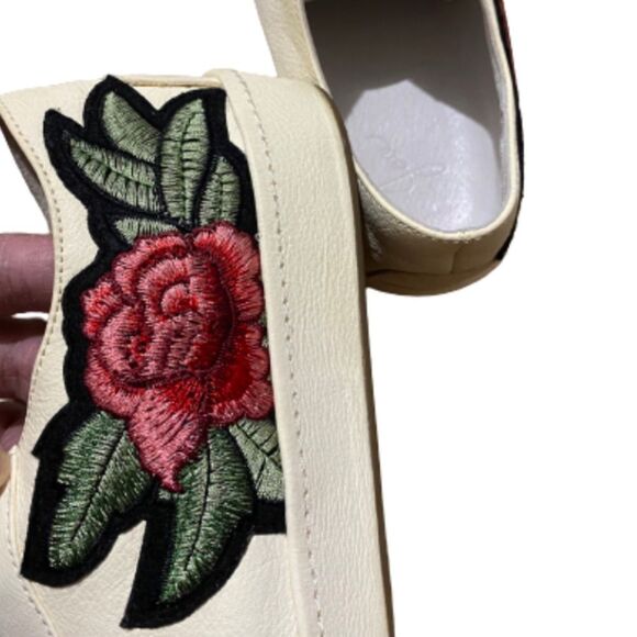 JOIE WOMEN’s CREAM LACE-UP PEBBLED LEATHER SNEAKERS w/ FLOWER APPLIQUE Size-8.5 - Picture 10 of 10